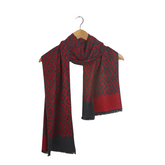 MYSTIC MAZE RED&GREY WOOL SCARF